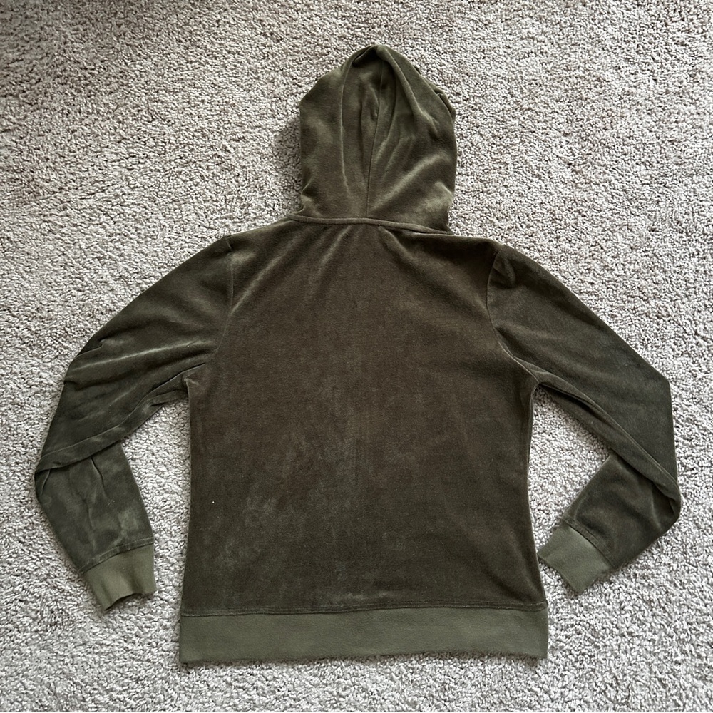 BCBGMaxAzria Olive Green Velour Zip Up Embroidered Studded Size Large - Picture 3 of 12